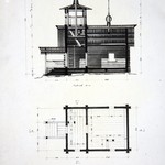 л. 17. Часовня, д. Нижний Падун. Архитектор А.В. Ополовников. 1947 г. Разрез и план (обмер)