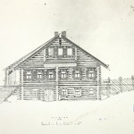 л. 26. Дом Горнева, д. Верховье. Тех. арх. Э. Мартьянов. 1948 г. Главный фасад (обмер)