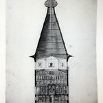 л. 6. Успенский собор, г. Кемь. Архитектор А.Н. Буйнов. 1947 г. Разрез главного шатра (обмер)