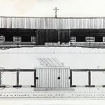 л. 17. Водлозерский Ильинский погост. Архитектор А.В. Ополовников. 1947 г. Ограда – план и передний фасад входа (обмер)