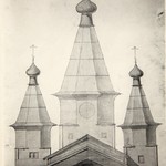 Успенский собор, г. Кемь. Репродукции обмерных чертежей (обмер арх.-худ. Буйнова А.). Западный фасад.
