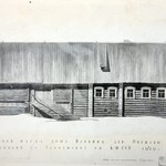 л. 17. Дом Бровина, д. Онежаны. Тех. арх. Д.Г. Сафонова. 1949 г. Боковой фасад (обмер)