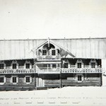 л. 12. Дом Ошевнева, д. Ошевнево. Тех. арх. Ильин Э.В. 1950 г. Западный фасад (реставрация)