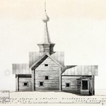л. 31. Церковь Флора и Лавра, с. Мегрега. Тех. арх. Д.Г. Сафонова. 1950 г. Северный фасад (обмер)