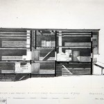 л. 13. Дом Ошевнева, д. Ошевнево. Тех. арх. Э.В. Ильин 1950 г. Продольный разрез (реставрация)