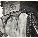 Церковь Петра и Павла, с. Лычный Остров. Реставрация сруба и кровель. Следы и остатки фронтонного пояса над четвериком.