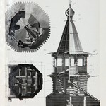л. 22. Успенская церковь, г. Кондопога. Архитектор А.В. Ополовников. 1949 г. Звонница над сенями (реставрация)
