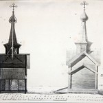 л. 29. Церковь Флора и Лавра, с. Мегрега. Тех. арх. Д.Г. Сафонова. 1950 г. Поперечный разрез В-В и западный фасад (обмер)