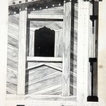 л. 21. Часовня Петра и Павла, д. Волкостров. Архитектор А.В. Ополовников. 1950 г. Окно в сенях (реставрация)