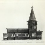 Церковь Петра и Павла, с. Лычный Остров. Проект реставрации. 1-й вариант (автор - арх. Ополовников). Разрез продольный.