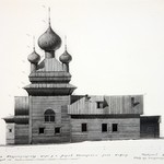 л. 25. Петропавловская церковь, с. Вирма. Архитектор А.В. Ополовников. 1950 г.  Северный фасад (обмер)