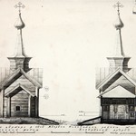 л. 29. Церковь Флора и Лавра, с. Мегрега. Тех. арх. Д.Г. Сафонова. 1950 г. Поперечный разрез (обмер)