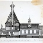 л. 16. Церковь казанской божьей матери, д. Рослякова. Архитектор А.В. Ополовников. 1947 г. Продольный разрез (обмер)