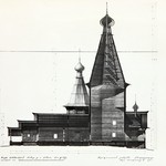 л. 9. Успенский собор, г. Кемь. Архитектор А.В. Ополовников. 1950 г. Продольный разрез (реставрация)