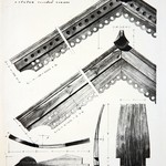 л. 16. Церковь казанской божьей матери, д. Рослякова. Архитектор А.В. Ополовников. 1947 г. Детали западных торцов и лемеха большой главки (обмер)