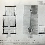л. 33. Успенская часовня, д. Васильево. Тех. арх. Э.В. Ильин. 1950 г. Планы часовни, кровли и колокольни  (обмер)