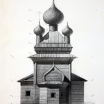 л. 26. Петропавловская церковь, с. Вирма. Архитектор А.В. Ополовников. 1950 г. Восточный фасад (обмер)