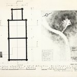 л. 31. Церковь Флора и Лавра, с. Мегрега. Тех. арх. Д.Г. Сафонова. 1950 г. План подклета и генплан (обмер)