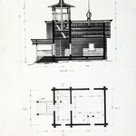 л. 20. Часовня Иоанна Предтечи, д. Нижний Падун. Архитектор А.В. Ополовников. 1947 г. Разрез А-А и план часовни (обмер)