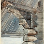 л. 3. Дом Беззубикова, д. Падмозеро. Конец 1940-х гг. Деталь резной помочи