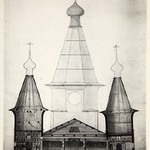 Успенский собор, г. Кемь. Репродукции обмерных чертежей (обмер арх.-худ. Буйнова А.).Поперечный разрез по приделам и трапезной.