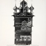 Покровская церковь, о. Кижи. Разрез поперечный по центральной части здания.