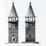 л. 13. Колокольня Кижского погоста. Архитектор А.В. Ополовников. 1949 г. Южный и западный фасады (реставрация)