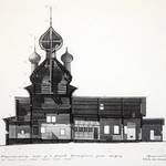 л. 25. Петропавловская церковь, с. Вирма. Архитектор А.В. Ополовников. 1950 г. Продольный разрез (обмер)