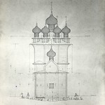 л. 11. Покровская церковь. Архитекторы Б.В. Гнедовский, Л.М. Лисенко. 1947 г. Восточный фасад (обмер)