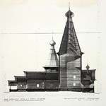л. 6. Успенский собор, г. Кемь. Архитектор А.В. Ополовников. 1950 г. Продольный разрез (реставрация)
