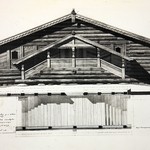 л. 6. Успенский собор, г. Кемь. Архитектор А.В. Ополовников. 1950 г. Западная стена галереи и новое крыльцо (реставрация)
