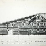 л. 12. Дом Ошевнева, д. Ошевнево. Тех. арх. Ильин Э.В. 1950 г. Северный фасад (реставрация)