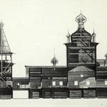 Ильинский погост на Водлозере. Проект реставрации (Арх. Ополовников А.). Разрез продольный.