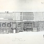 л. 26. Дом Горнева, д. Верховье. Тех. арх. Э. Мартьянов. 1948 г. Боковой фасад (обмер)