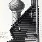 л. 29. Церковь Петра и Павла, с. Вирма. Архитектор А.В. Ополовников. 1950 г. Разрез центрального куба и малая главка (обмер)