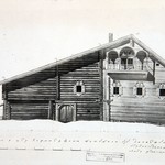 л. 21. Дом Клопова, д. Потаневщина. Тех. арх. Д.Г. Сафонова. 1950 г. Северо-западный фасад (обмер)