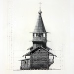 л. 19. Часовня Петра и Павла, д. Волкостров. Архитектор А.В. Ополовников. 1950 г. Западный фасад (реставрация)