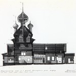 л. 28. Церковь Петра и Павла, с. Вирма. Архитектор А.В. Ополовников. 1950 г. Продольный разрез (обмер)