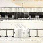 л. 14. Водлозерский Ильинский погост. Архитектор А.В. Ополовников. 1947 г. Ограда: план и фасад (обмеры)