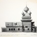 л. 25. Петропавловская церковь, с. Вирма. Архитектор А.В. Ополовников. 1950 г. Южный фасад (обмер)