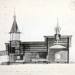 л. 30. Успенская часовня, д. Васильево. Тех. арх. Э.В. Ильин. 1950 г. Продольный разрез (обмер)