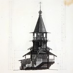 л. 20. Часовня Петра и Павла, д. Волкостров. Архитектор А.В. Ополовников. 1950 г. Разрез 1-1 (реставрация)