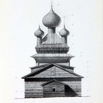 л. 27. Церковь Петра и Павла, с. Вирма. Архитектор А.В. Ополовников. 1950 г. Западный фасад (обмер)