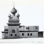 л. 28. Церковь Петра и Павла, с. Вирма. Архитектор А.В. Ополовников. 1950 г. Северный фасад (обмер)