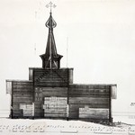 л. 28. Церковь Флора и Лавра, с. Мегрега. Тех. арх. Д.Г. Сафонова. 1950 г. Продольный разрез (обмер)