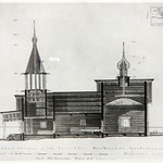 л. 33. Успенская часовня, д. Васильево. Тех. арх. Э.В. Ильин. 1950 г. Продольный разрез (обмер)