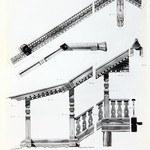 л. 12. Покровская церковь. Архитектор А.В. Ополовников. 1949 г. Детали крыльца и кровли (реставрация)