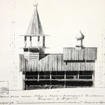 л. 19. Часовня Петра и Павла, д. Волкостров. Тех. арх. В.А. Крохин. 1950 г. Южный фасад (обмер)