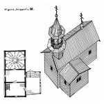Часовня в д.Вигово. План, аксонометрия. Реконструкция 3-го этапа строительства.