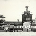 л. 10. Водлозерский Ильинский погост. Архитектор А.В. Ополовников. 1947 г. Продольный разрез 1-1  (обмер)